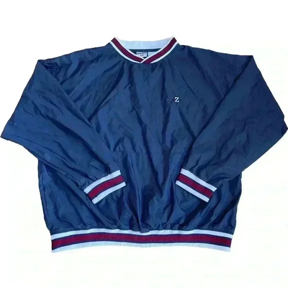 Vintage JERZEES Jacket Mens 2XL Navy Blue Pullover Coach Varsity Jacket 90s - Picture 1 of 10
